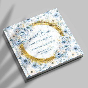 Livre D'or Unique Pastel Blue Gold Parties scintillant Mariag