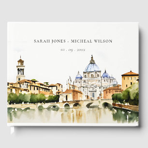 Livre D'or Vatican Rome Italie Aquarelle Paysage Mariage