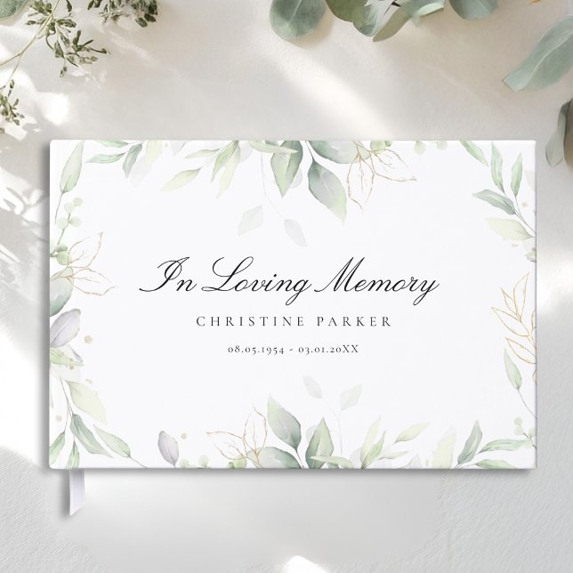 Livre D'or Végétation "En souvenir affectueux"  Funérailles (Greenery "In Loving Memory" Funeral Guest Book)