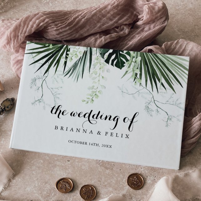 Livre D'or Végétation tropicale Blanc Floral Mariage (Créateur téléchargé)