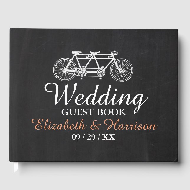 Livre D'or Vélo Tandem Sur Mariage Chalkboard (Recto)