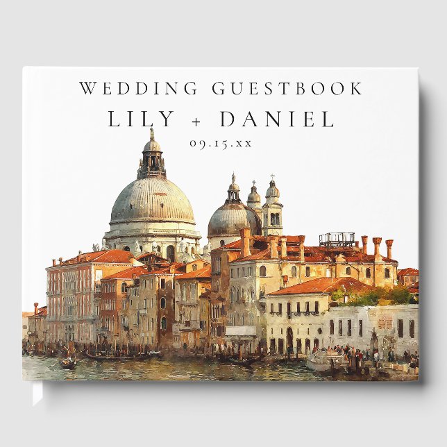 Livre D'or Venice Skyline Watercolor Wedding (Recto)