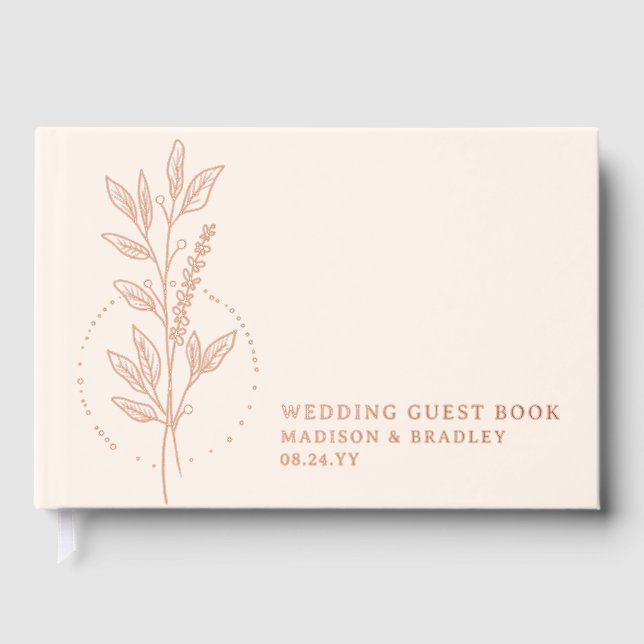 Livre D'or Véritable Foil Elegant Crème Boho Mariage Floral (Recto)