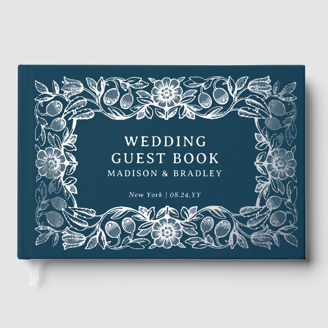 Livre D'or Véritable Foil Vintage Floral Mariage (Recto)