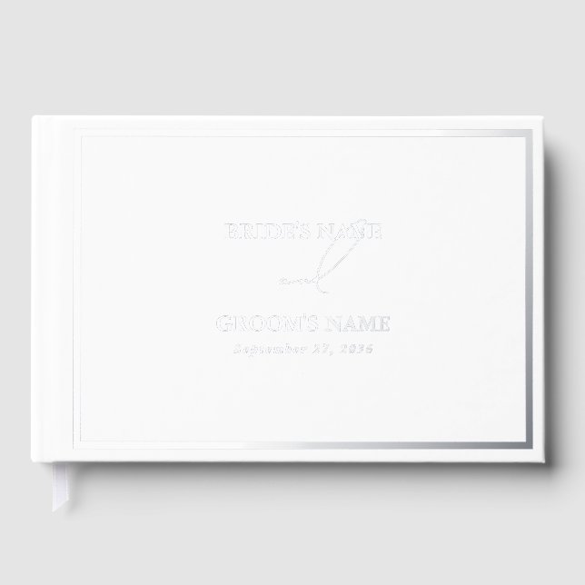 Livre D'or Véritable huile d'argent Mariage blanc moderne (Recto)