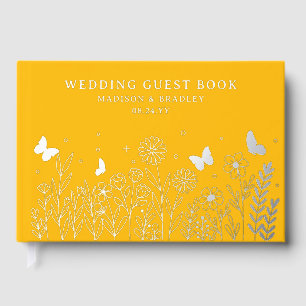 Livre D'or Véritable huile Élégant Floral Jaune Mariage