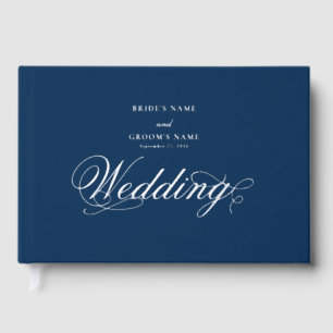Livre D'or Véritable Mariage Bleu Luxe Elégant
