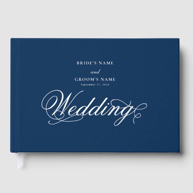 Livre D'or Véritable Mariage Bleu Luxe Elégant (Recto)