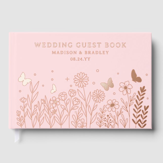 Livre D'or Véritable Mariage floral élégant (Recto)