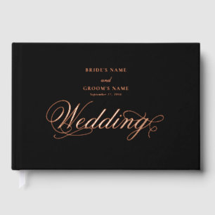 Livre D'or Véritable Rose Gold Foil Elégant Mariage noir de l
