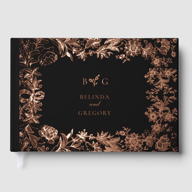 Livre D'or Véritable Rose Gold Foil Floral Mariage botanique (Recto)