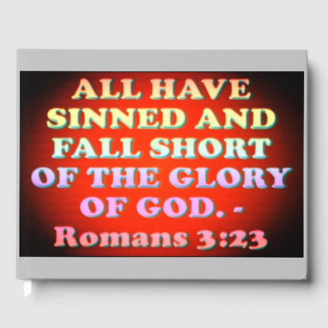 Livre D'or verset biblique de Romains 3:23. (Recto)
