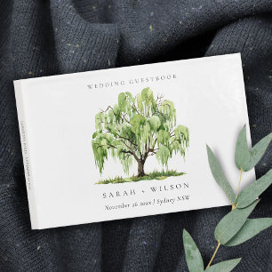 Livre D'or Vert Aquarelle Willow Tree Ferme Mariage