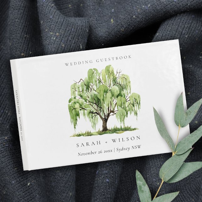 Livre D'or Vert Aquarelle Willow Tree Ferme Mariage (Créateur téléchargé)