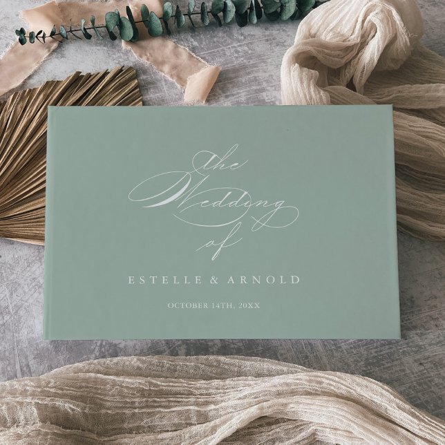 Livre D'or Vert blanc moderne Mariage de calligraphie (Créateur téléchargé)