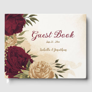 Livre D'or Vert bordeaux beige or botanique