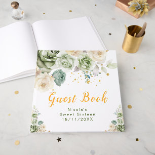 Livre D'or Vert sauge et floral crème Sweet Sixteen