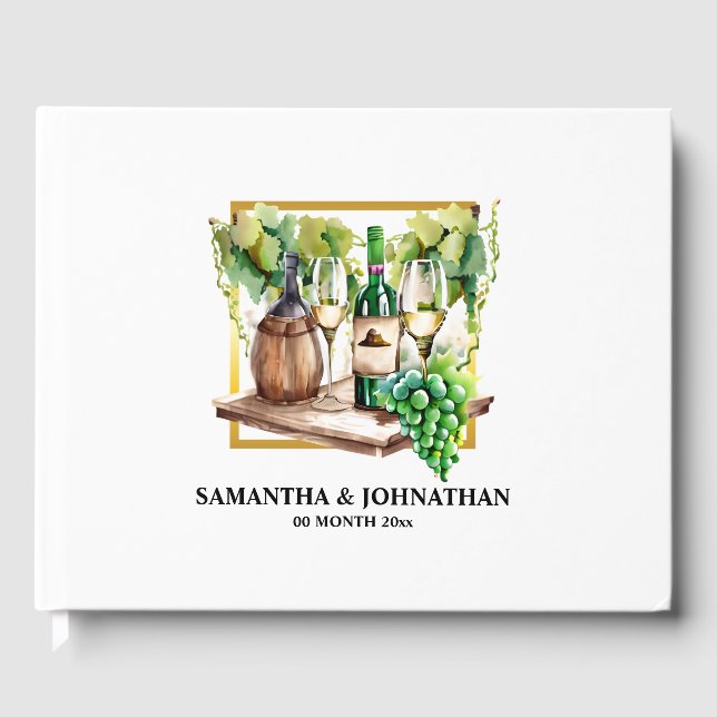 Livre D'or Vignobles d'aquarelle vin vin vin vin vert or (Recto)