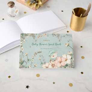 Livre D'or Vintage Bear Florals Wings Pour Baby shower