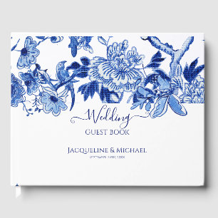 Livre D'or Vintage Bleu Blanc Oiseaux Floral n Foliage Asiati