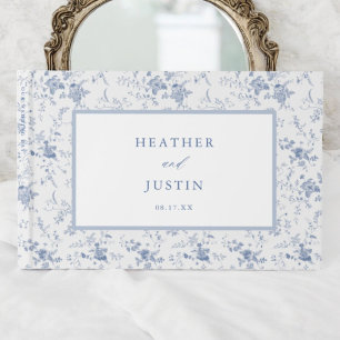Livre D'or Vintage Blue Floral Toile Mariage classique