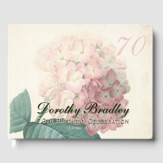 Livre D'or Vintage Botanical Hydrangea 70e Anniversaire Fête