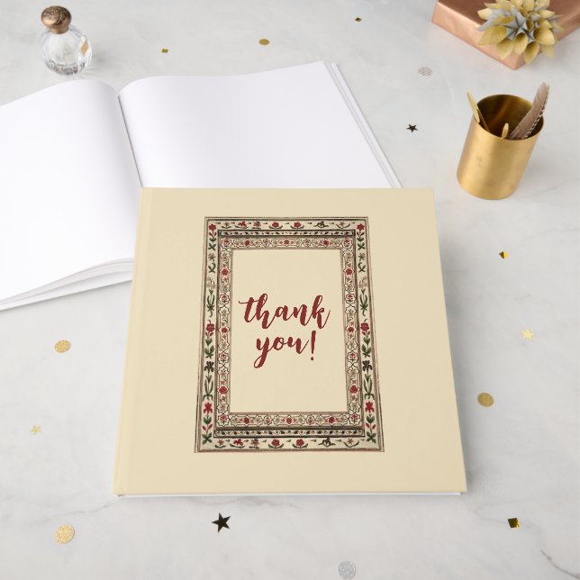 Livre D'or Vintage cadre Ethnic Motif Mariage (Recto ouvert)