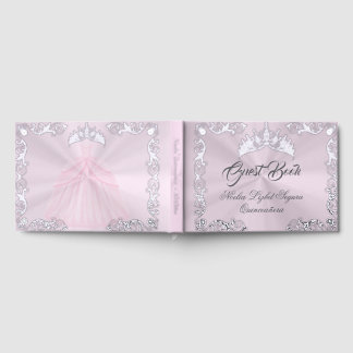 Livre D'or Vintage Frame, Tiara & Gown - Pastel Pink