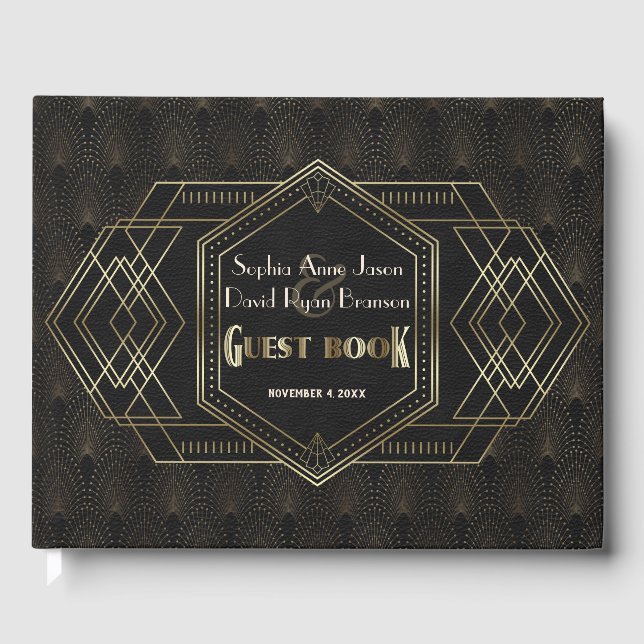 Livre D'or Vintage Gold Great Gatsby Détails du Mariage (Recto)