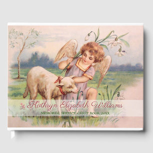 Livre D'or Vintage Victorian Sweet Angel Lamb Meadow Memorial