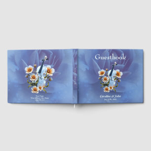 Livre D'or Violon blanc aux fleurs - Musique élégante & Natur
