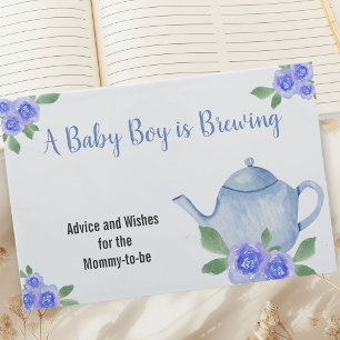 Livre D'or Voeux et conseil Baby shower de garçon Teapot bleu