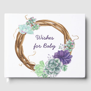 Livre D'or Vœux pour Bébé - Baby Shower au thème de succulent