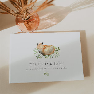 Livre D'or Voeux pour bébé   Baby shower Woodland Fox