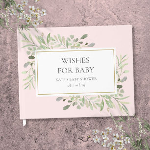 Livre D'or Voeux pour bébé vert fille Baby shower rose