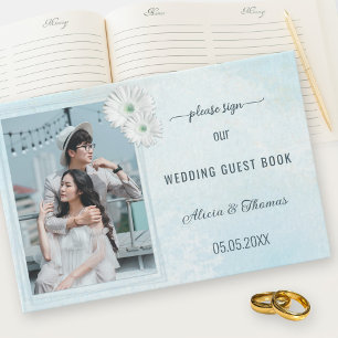 Livre D'or Votre photo Dusty Blue Floral Design Mariage invit