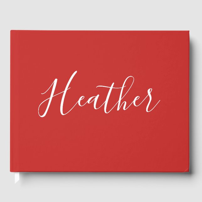 Livre D'or Votre script blanc personnalisé en rouge (Recto)