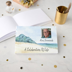Livre D'or Watercolor Beach Avec Photo Célébration De La Vie