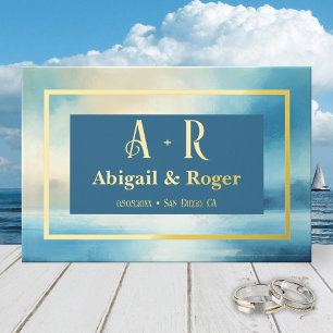 Livre D'or Watercolor Beach Wedding Custom Photo Real Foil