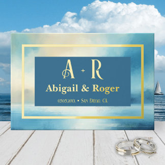 Livre D'or Watercolor Beach Wedding Custom Photo Real Foil