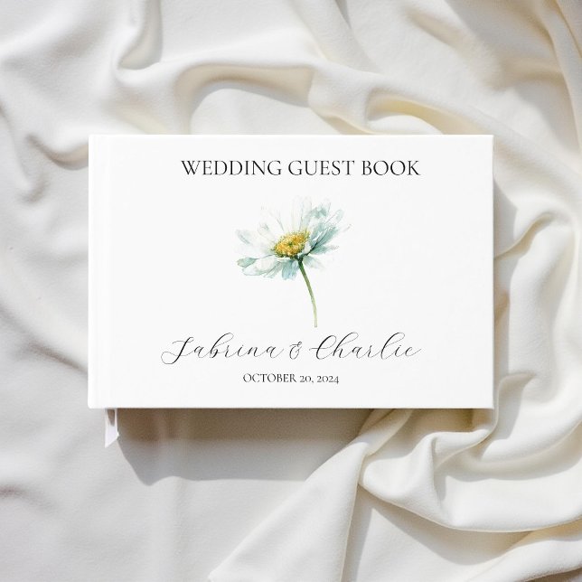 Livre D'or Watercolor Daisy Elegant Floral Wedding (Créateur téléchargé)