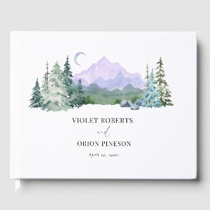 Livre D'or Watercolor Mountains Forêt Mariage élégant