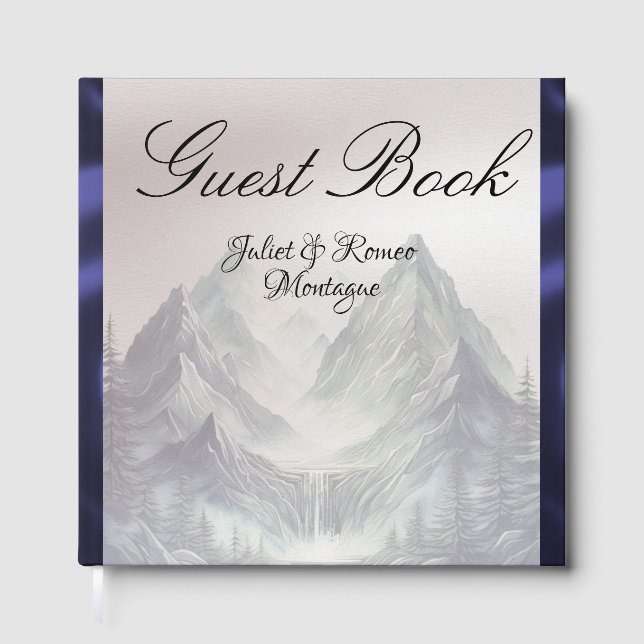 Livre D'or Watercolor Mountains Wedding Large (Recto)