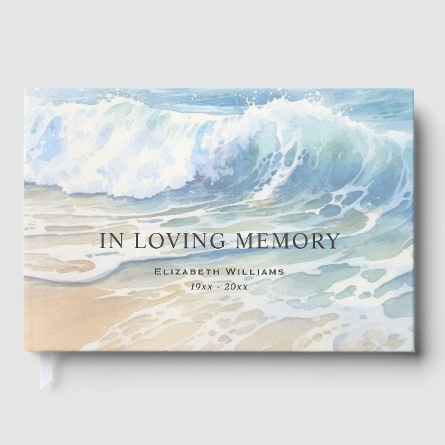 Livre D'or Watercolor Sea Ocean Waves Funeral (Recto)