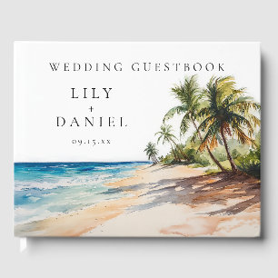Livre D'or Watercolor Tropical Beach Wedding Photo