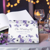Watercolor Violet Purple Flowers Wedding