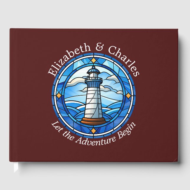 Livre D'or Wedding Adventure Lighthouse Sailing Nautical (Recto)