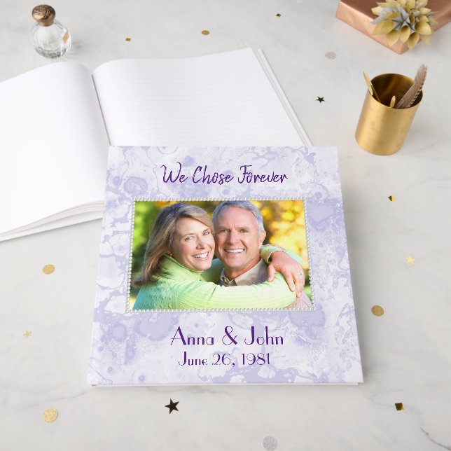 Livre D'or Wedding Vow Renewal With Pearl Frame (Recto ouvert)