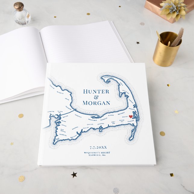 Livre D'or Wequassett Resort Cape Cod Map Wedding (Recto ouvert)