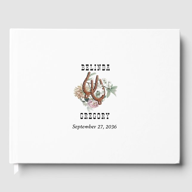 Livre D'or Western Country Cowboy Boho Cow Mariage crâne (Recto)